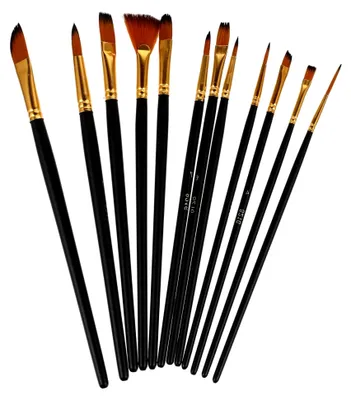 Produktbild von 12-teiliges Aquarellpinsel-Set für Malerei mit Ölfarbe und Aquarell