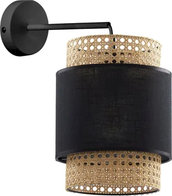 Produktbild von Wandlampe Metall Stoff H: 36 cm in Schwarz Gold E27 Modern Wandleuchte