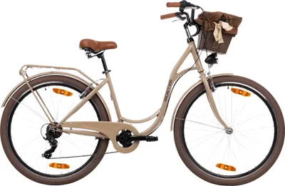 Obrázek produktu pro Městské kolo Goetze Mood 28 – dámské, 7 rychlostí Shimano, stupňovitý rám 18, LED osvětlení, košík