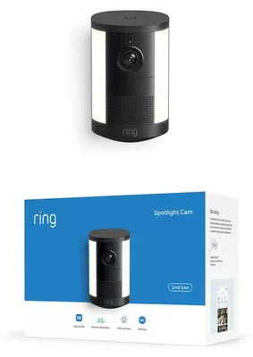 Produktbild von Ring Spotlight Camera 2K, Spotlight Kamera, Akku (este Gen.), Weitwinkel-Video in Retinal 2K, optimierter 6x-Zoom, bewegungsaktivierte Spotlights, 30-tägiger Gratiszeitraum für Ring-Abonnement