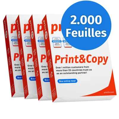 Image de print24 Papier d'impression Papier de copie 2000 feuilles 4 x 500 A4 80 g Premium White PEFC