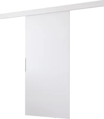 Produktbild von möbeline Schiebetür AURIS 80, weiß, 86x205cm, Möbelplatte 16mm, Griffe Aluminium 25cm, Metalllager-Schiebesystem (Schiene 205x10cm), universell rechts/links