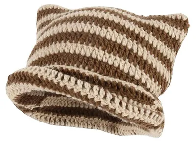 Zdjęcie produktu dla Czapka z pomponem w kształcie uszu kota, czapka typu beanie w stylu Y2K, zabawna czapka z rogami diabła, akcesoria dla dziewczyn w stylu grunge, ciemnobrązowy kolor
