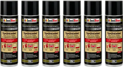 Produktbild von Isolbau Sprühkleber - 6 x 500 ml Extra starker Kleber für Heimwerk & Industrie - Klebe-Spray für Schaumstoff, Holz, Stoff, Leder, Filz uvm