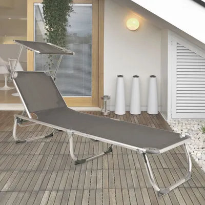Produktbild von Garden Pleasure 504708 Sonnenliege 'KISO' mit Sonnendach, 4-fach verstellbar, UV-beständig