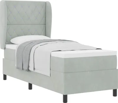 Produktbild von Boxspringbett mit Matratze Hellgrau 200 x 80 cm Samt