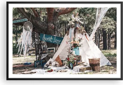 Produktbild von Gerahmtes Poster - Schwarzer Rahmen - Jungvermählten Liebe Landschaft - 91,5x61 cm - Wand Bild - Wanddeko - Wandbilder - Kunstposter - Wandposter - Bilderrahmen - Bilder - Kunstdruck - P2BAA91x61-4642