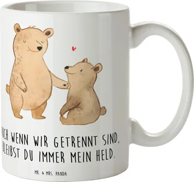 Produktbild von Mr. & Mrs. Panda Tasse Trennung von den Eltern Held - Weiß - Geschenk, Unterstützung, positive Energie, Neuanfang, trotzdem, Kaffeetasse, mit Spruch, Teetasse, Trost