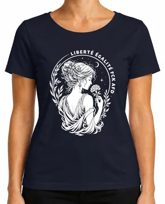 Produktbild von Liberté Égalité Fraternité Frau Blume Vintage Statement Sarkasmus Damen T-Shirt, Navy, M