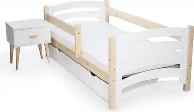 Produktbild von Kinderbett MELA 80 x 160 cm weiß/Kiefer Matratze: Matratze EASYSOFT 8 cm, Lattenrost: Ohne Lattenrost