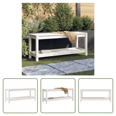 Produktbild von The Living Store Gartenbank Weiß 108x35x45 cm Massivholz Kiefer