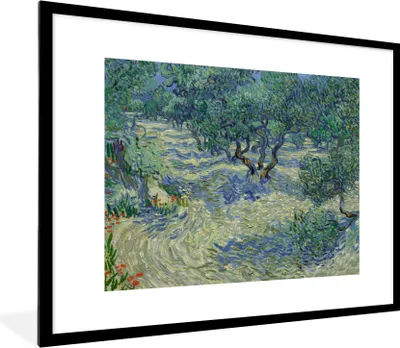 Produktbild von MuchoWow® MuchoWow® Gerahmtes Poster Der Olivenhain - Vincent van Gogh 80x60 cm - Poster mit zchwarzem Bilderrahmen - Schlafzimmer-Dekorationen - Fotoposter