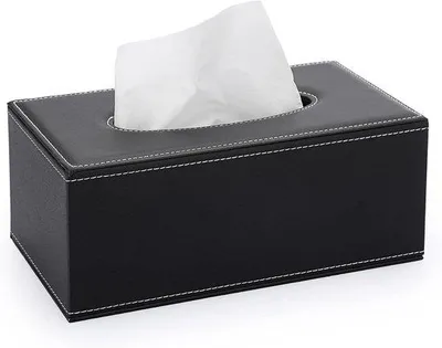 Immagine prodotto di Contenitore per fazzoletti - Contenitore rettangolare per fazzoletti - Scatola per fazzoletti - Contenitore per tovaglioli - Porta fazzoletti - Adatto per la casa e l'ufficio - Pelle - Nero