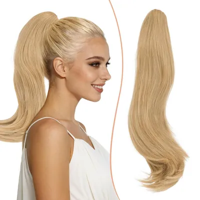 Immagine prodotto di Estensione per capelli a coda di cavallo, 30 cm, ondulata, sintetica, bionda, mista, con clip