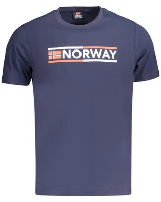 Produktbild von Stylisches Herren Kurzarm T-Shirt Blau mit Print & Rundhalsausschnitt