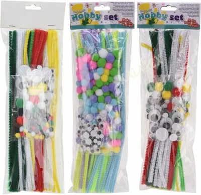 Produktbild von Koopman 143226 - Bastelset mit Chenille-Bügeldrähten, Chenillekugeln und Wackelaugen sortiert