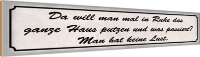 Produktbild von vianmo Holzschild 10x46 cm in Ruhe das ganze Haus putzen Spruch Zitat