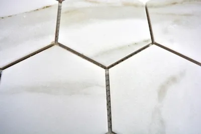 Produktbild von Handmuster Mosaik Fliese Keramik weiß Hexagon Calacatta Wandfliesen Badfliese MOS11F-0112_m
