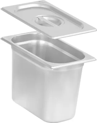 Produktbild von Mahlzeit GN Behälter 1/4 mit Deckel, Höhe 200 mm, Edelstahl Wärmebehälter, Geeignet für Chafing Dish