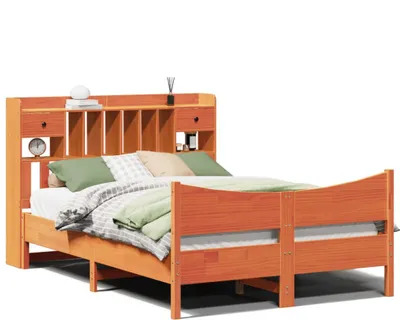 Produktbild von vidaXL Massivholzbett ohne Matratze Wachsbraun 140x190 cm Kiefernholz