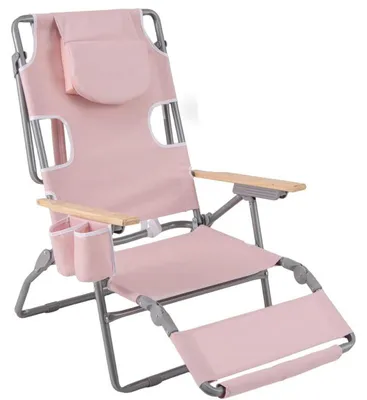 Productafbeelding van Tuinstoel met verstelbare rugleuning en gezichtsgat, model WY01527WH, afmetingen 66 x 98 x 136 cm, roze