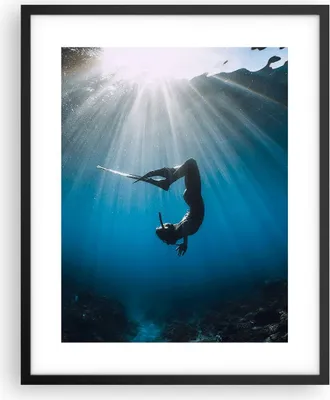 Produktbild von Gerahmtes Poster - Schwarzer Rahmen - Flossen Boden Taucher - 40x50 cm - Wand Bild - Wanddeko - Wandbilder - Kunstposter - Wandposter - Bilderrahmen - Bilder - Kunstdruck - P2BPA40x50-5097