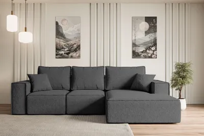 Produktbild von ALTDECOR Ecksofa mit Schlaffunktion und Bettkasten SERRA-L-S - 266x161x87 cm Grau - Corner Sofa Bett Eckcouch Couch L-Form Schlafcouch Ausziehbar Wohnlandschaft Schlafsofa Cauchsofa