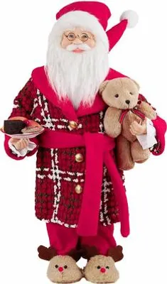 Produktbild von Goodwill Weihnachtsmann Weihnachtspuppe Teddybär Rot und Weiß H 46 cm