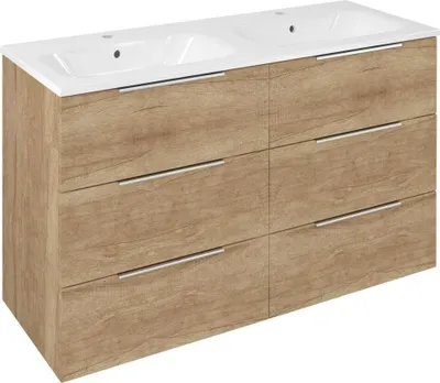 Obrázok produktu pre Toaletná skrinka CIRASA s dvojitým umývadlom 121x77x46cm, dub Alabama