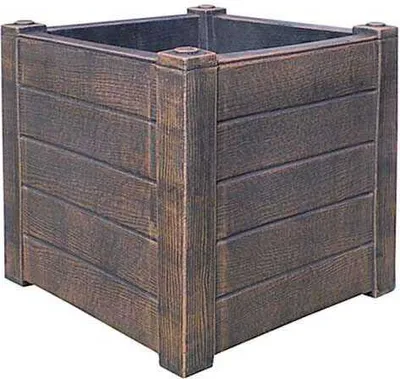 Produktbild von Blumen Kübel Teak Pflanz Topf Gefäß Holz Barrik Optik Wein faß 40 x 40 x 40 cm