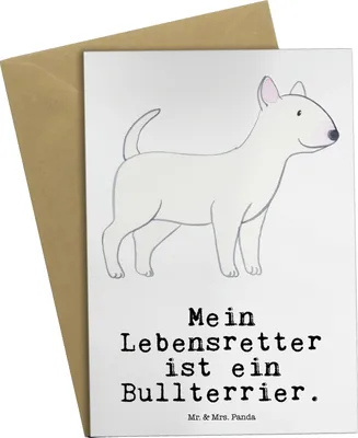 Produktbild von Mr. & Mrs. Panda babykarte Bullterrier Lebensretter - Weiß - Geschenk, Grußkarten, weihnachtskarten, einladungskarten, Grußkarte, Klappkarte, osterkarte