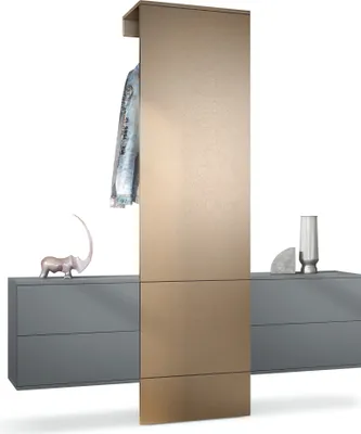 Produktbild von Vladon Garderobe Carlton Set 3,  Germany, Wandgarderobe aus Flur-Paneel & 2 Schubladen-Kommoden, Anthrazit matt / Bronze Optik (157 x 193 x 35 cm)