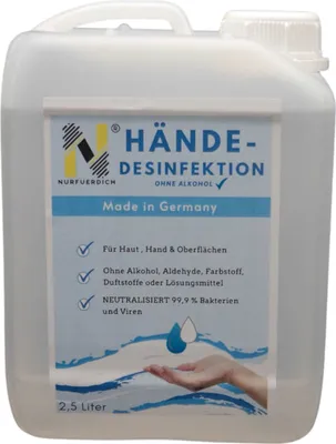 Produktbild von NEU 2,5 L Desinfektionsmittel Hände Flächen Haut Oberflächendefinition Germany