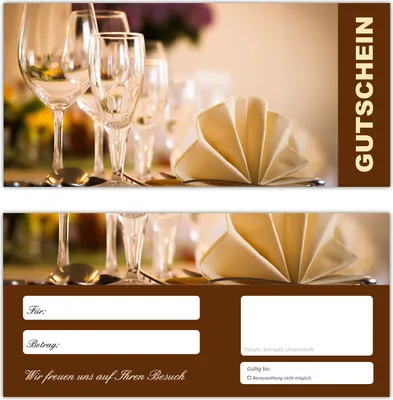 Produktbild von 100 Geschenkgutscheine (Gastro-665) - Ein schönes Produkt für Ihre Kunden Gutscheine Gutscheinkarten für Bereiche wie Gastronomie, Restaurant, Weinhandel, Getränkehandel, Freizeit, Wellness, Feier, Geschenk, Gaststätte und vieles mehr