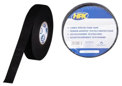 Produktbild von HPX Klebeband Baumwolle schwarz 19 mm x 25 m