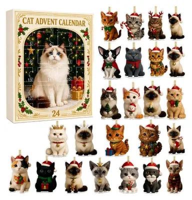 Produktbild von Adventskalender Weihnachten 24 Weihnachts Countdown Kalender B Katzenversion