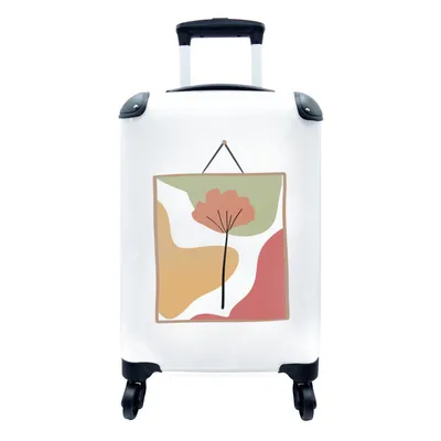 Produktbild von MuchoWow® Koffer Handgepäck Trolley Rollkoffer Kleine Reisekoffer mit 4 Rollen - Blätter - Rahmen - Pastell - Flecken - Cabin Size < 55x40x23 cm & 55x40x20 cm - Fotokoffer - Kabinenkoffer - Boardgepäck - Reise-Box - Reisekoffer - Reisegepäck - Koffer mit Bild - Trolley für Kinder