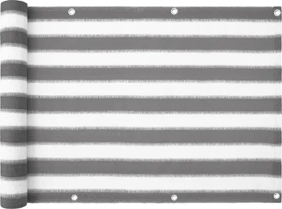 Produktbild von Floordirekt Balkon Sichtschutz 90x500 cm, Balkonsichtschutz mit wetterfestem HDPE-Stoff, Balkonverkleidung für UV-, Wind- & Sichtschutz - grau/weiß