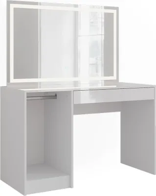 Zdjęcie produktu dla Stół toaletowy Vicco Sherry Biały/biały wysoki połysk 119.8 cm z lustrem LED, Model 57590