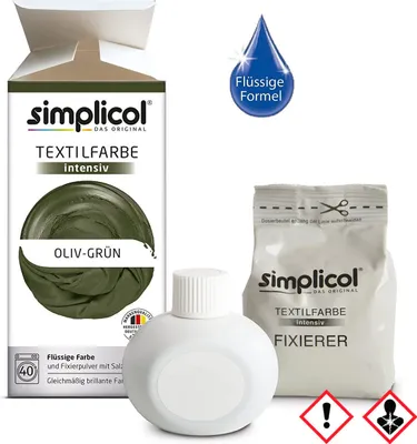 Zdjęcie produktu dla Intensywny barwnik do tekstyliów Simplicol all in 1 w płynie w kolorze oliwkowej zieleni