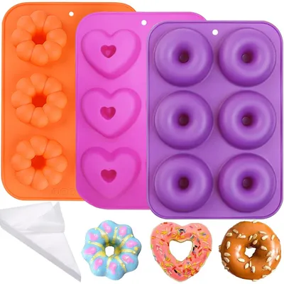 Imagen del producto de Juego de 3 moldes de silicona para donuts