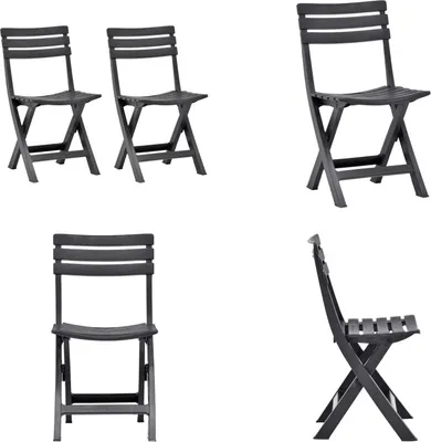 Immagine prodotto di vidaXL Sedie da giardino pieghevoli 2 pz. Plastica antracite - Sedia da giardino - Sedie da giardino - Sedia pieghevole - Sedie pieghevoli