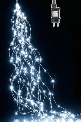 Lichterkette 2 m, 200 LEDs, kaltweiß, Timer, 8 Modi, IP65