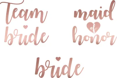 Zdjęcie produktu dla Tatuaże zmywalne Wieczór panieński, Team Bride, różowe złoto, 13 szt.