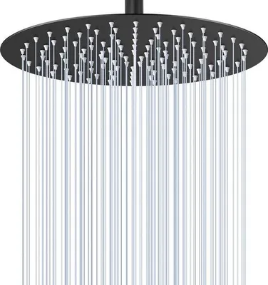 Produktbild von Azomor® Luxus Runde Regenduschekopf in Matt Schwarz mit Wasserspartechnologie