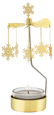 Productafbeelding van Theelichthouder "Sneeuwvlokjes", gouden kleur.