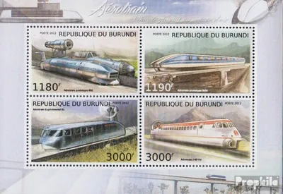 Produktbild von Briefmarken Burundi 2012 Mi 2943-2946 Kleinbogen (kompl.Ausg.) postfrisch Einschienenbahnen