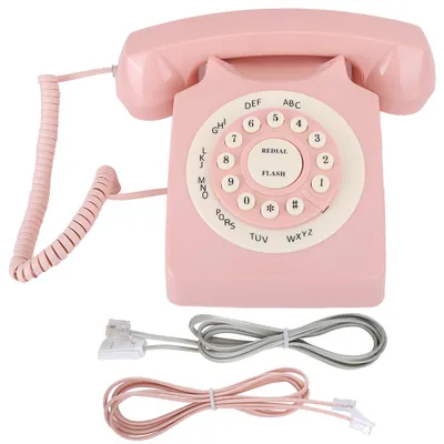 Produktbild von Vintage-Telefon mit High-Definition-Anrufqualität, kabelgebunden, für das Home Office, Pink