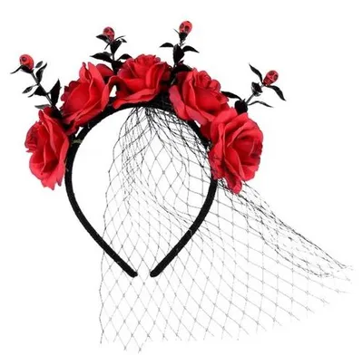 Productafbeelding van Halloween hoofdband - Horror sluier haaraccessoire - Rood