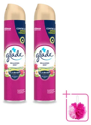 Imagen del producto de 2 aerosoles ambientadores Glade Relaxing Zen, 300 ml, pack ahorro, 2 unidades